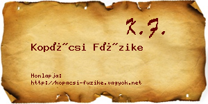 Kopácsi Füzike névjegykártya